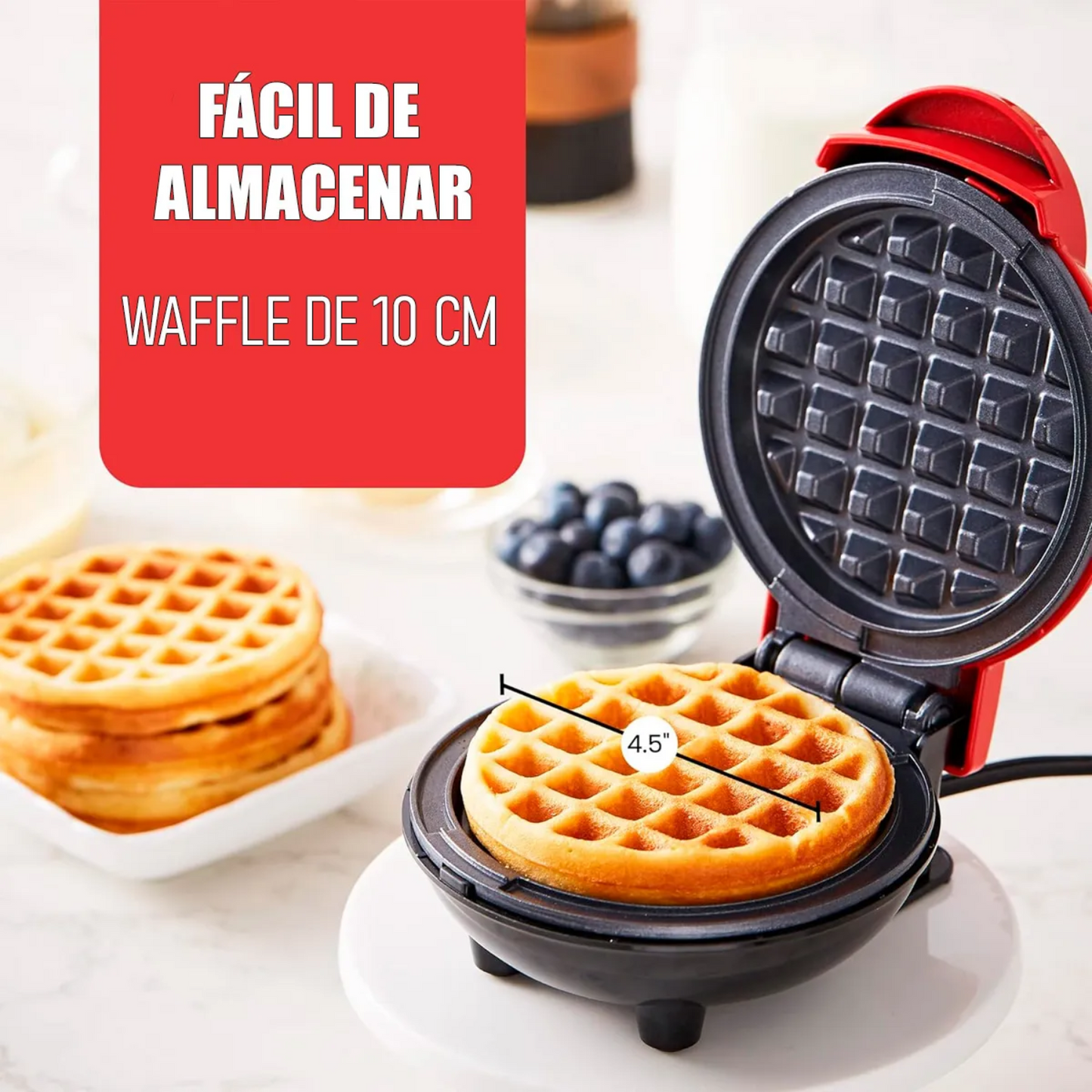 Maquina Para Hacer Mini Waffle Roja