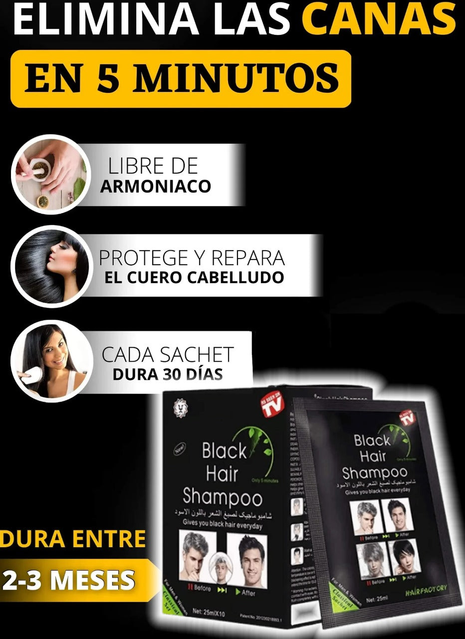 Shampoo Tinte Cubre Canas Negro