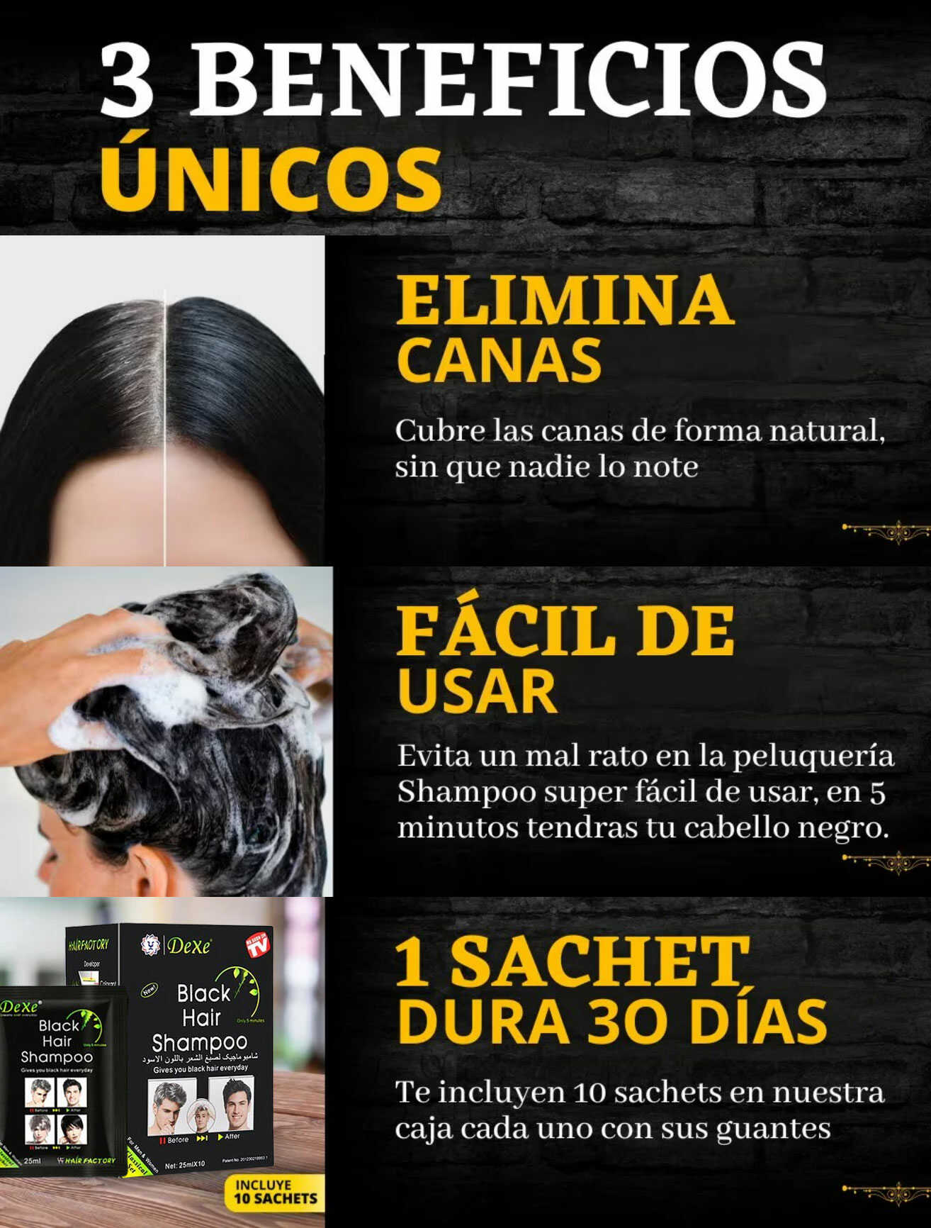 Shampoo Tinte Cubre Canas Negro