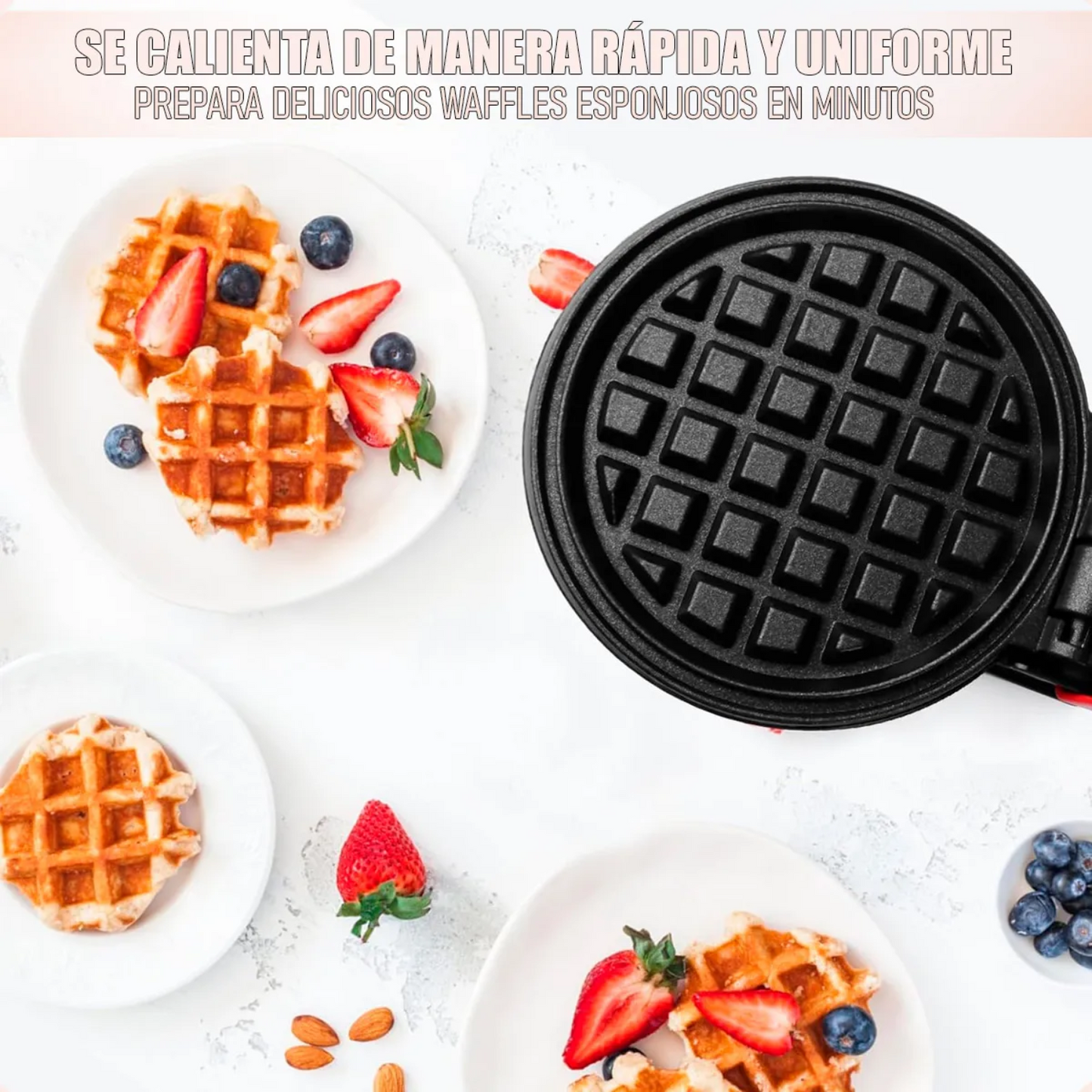 Maquina Para Hacer Mini Waffle Roja